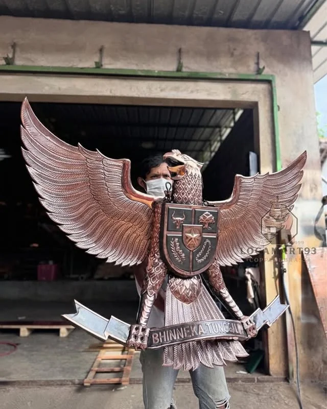 Custom Carved Copper Garuda Pancasila Logo