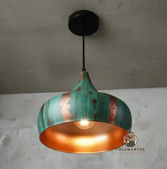 Custom Antique Half-Round Glossy Copper Pendant Lamp