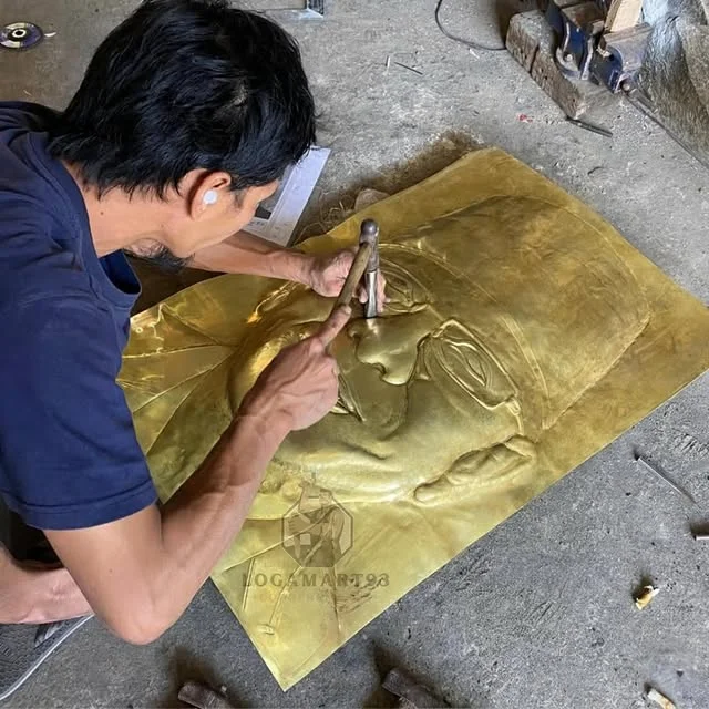 Custom Brass Relief Hero Carving Motif