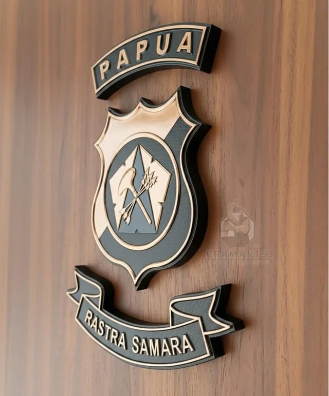 Logo Polda Papua Tembaga Polish Custom