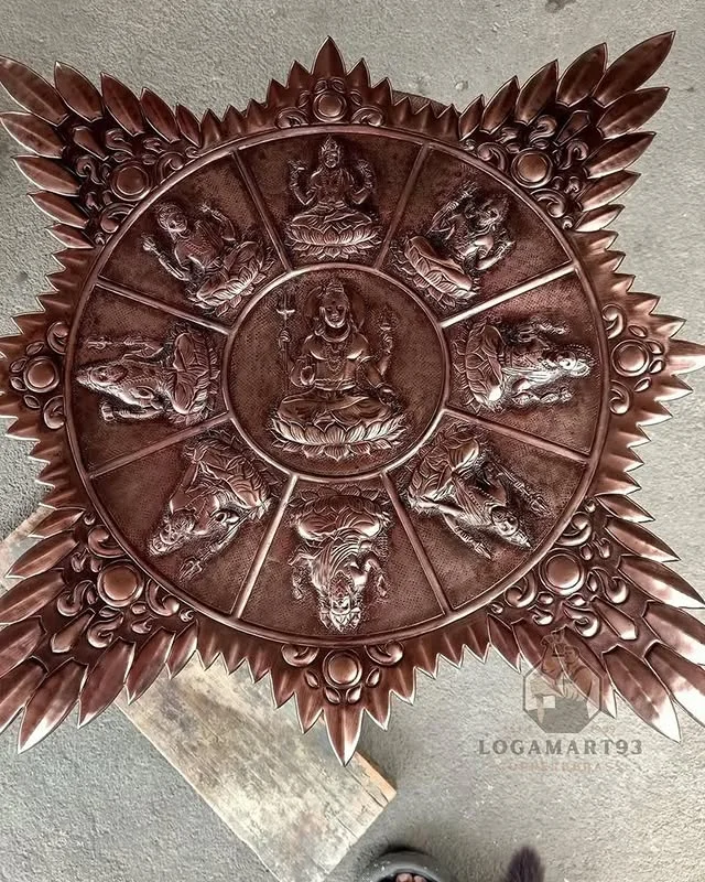 Custom Carved Copper Buddha Character Relief
