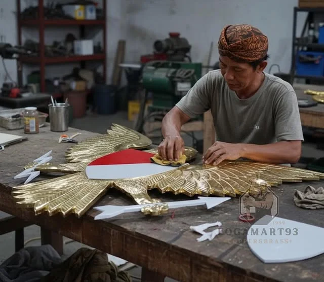 Custom Carved Brass Garuda Intelijen Negara RI Logo