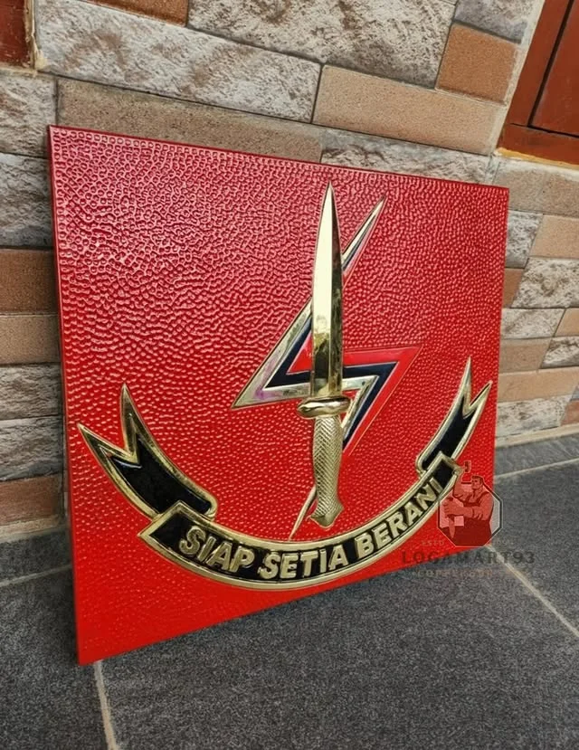Custom Polished Brass Kopassus Anti-Terror Logo