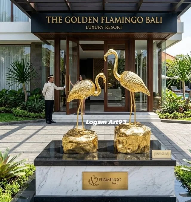 Custom Brass Flamingo Bird Sculpture