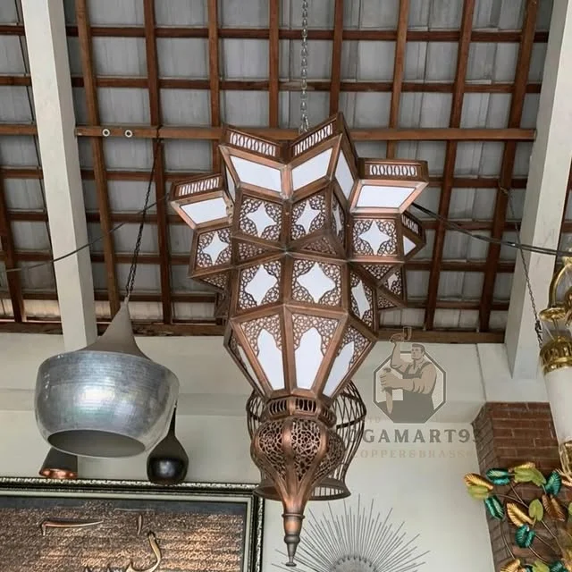 Custom Copper Moroccan Motif Mosque Pendant Lamp