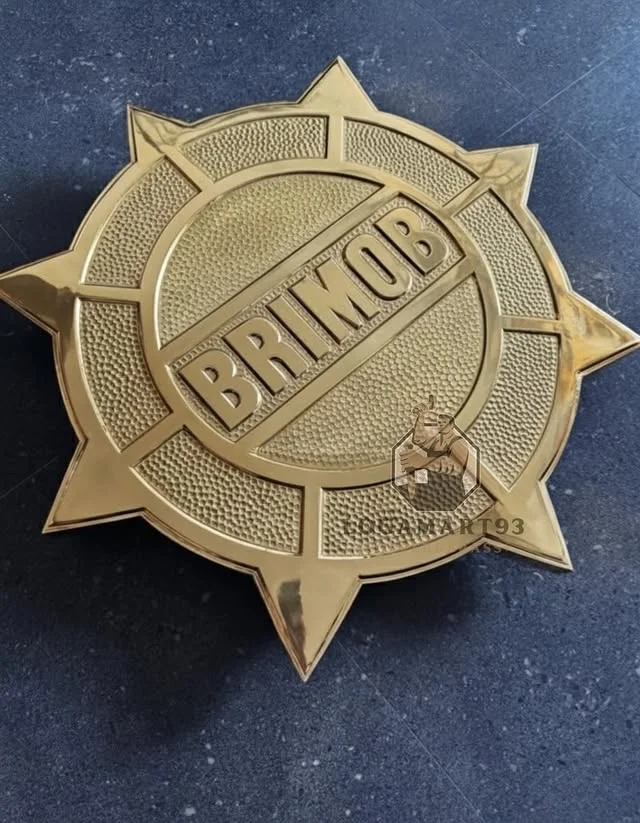 Custom Polished Brass Brimob Polda Riau Logo