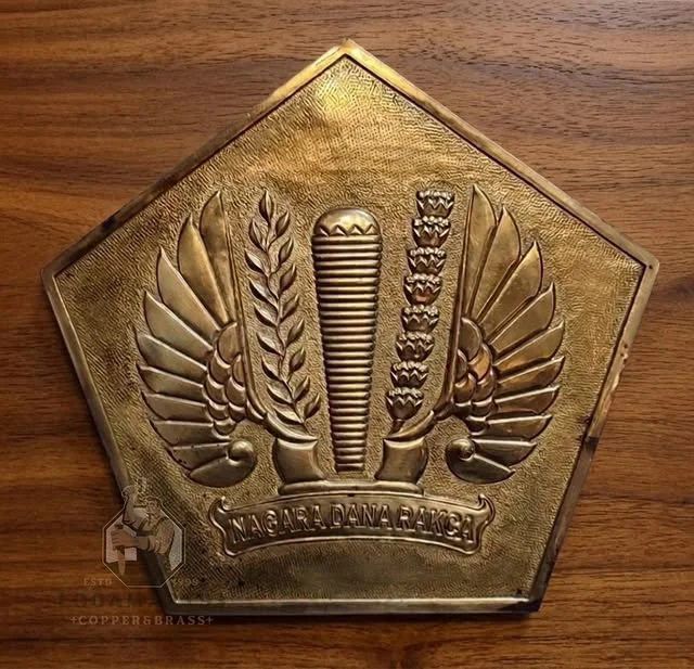 Custom Hammered Brass Ministry of Finance Logo