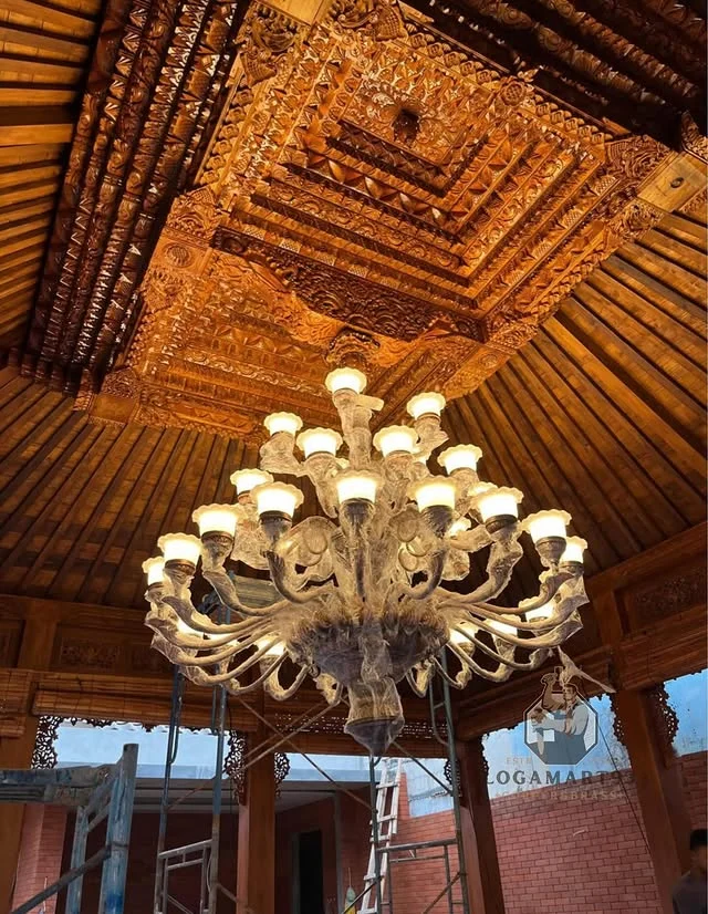 Lampu Gantung Robyong Kuningan Glossy Mewah