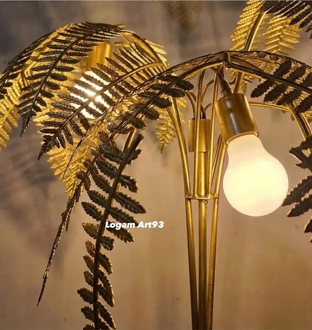 Custom Tropical Leaf Brass Floor Lamp
