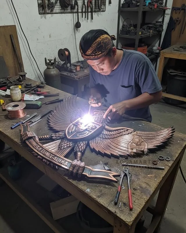 Custom Carved Copper Garuda Pancasila Logo