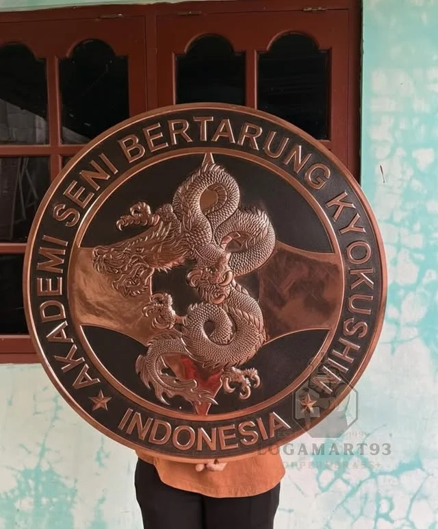 Custom Carved Copper Kyokushin Indonesia Logo