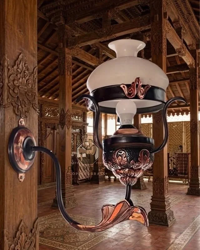 Custom Moroccan Antique Copper Wall Lamp