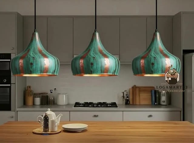 Custom Antique Half-Round Glossy Copper Pendant Lamp