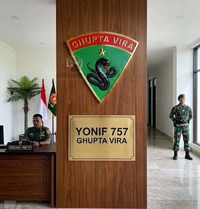 Logo Yonif 757 Ghupta Vira Tembaga Custom