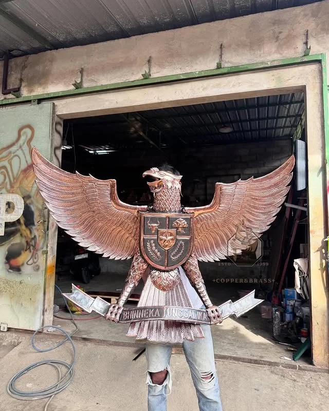 Custom Carved Copper Garuda Pancasila Logo