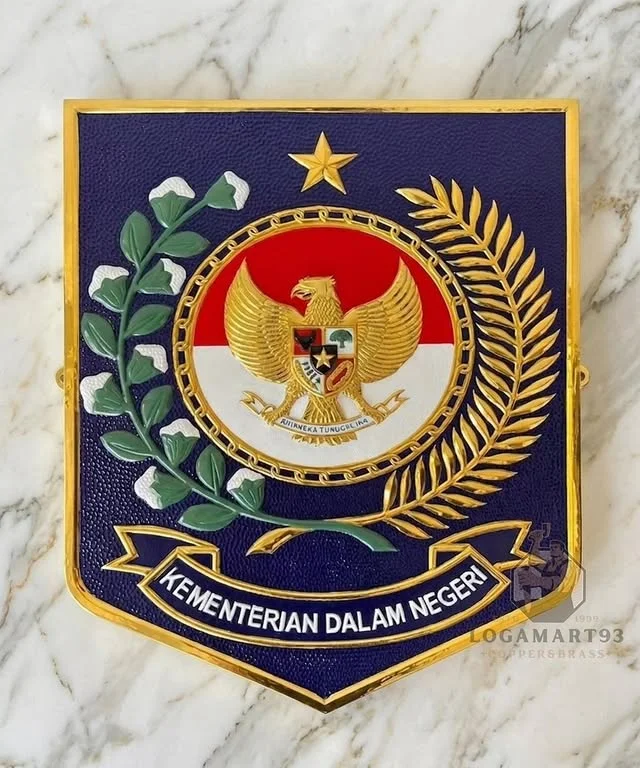 Custom Polished Brass Ministry of Home Affairs Logo