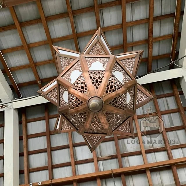Custom Copper Moroccan Motif Mosque Pendant Lamp