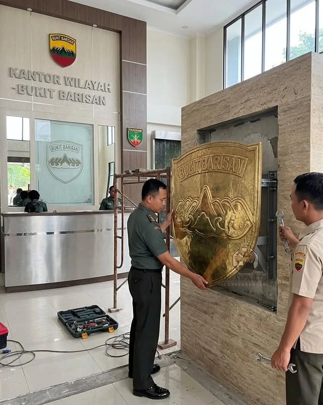 Custom Glossy Brass Bukit Barisan Office Logo