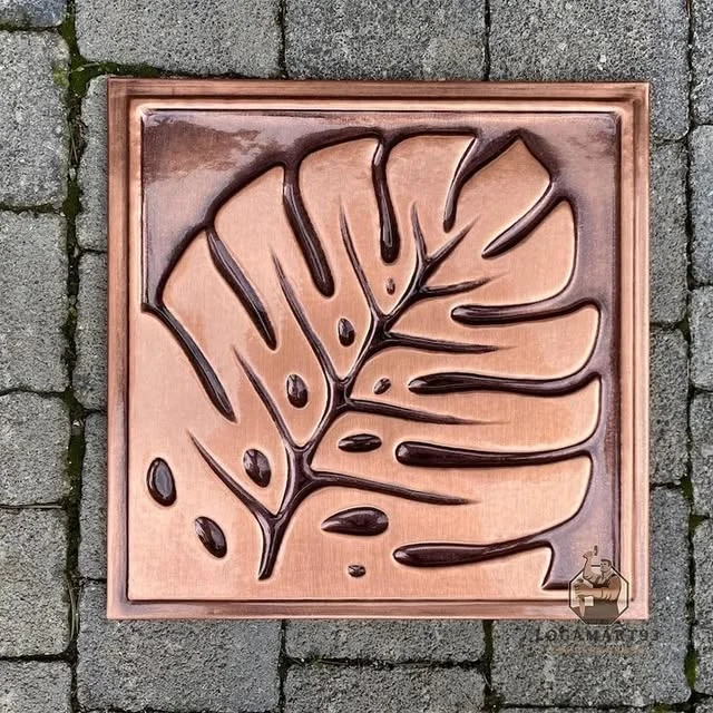 Relief Tembaga Ukir Motif Daun Custom