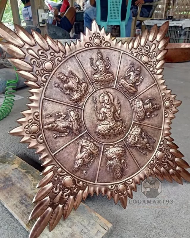 Custom Carved Copper Buddha Character Relief