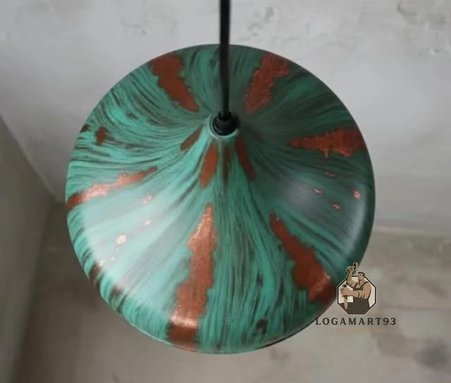 Custom Antique Half-Round Glossy Copper Pendant Lamp