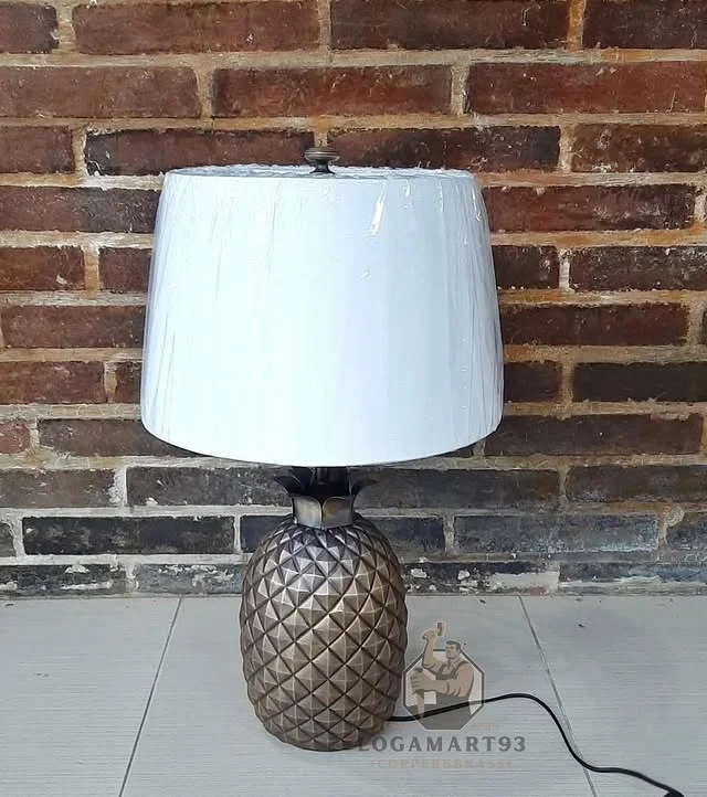 Custom Pineapple Carved Copper Table Lamp