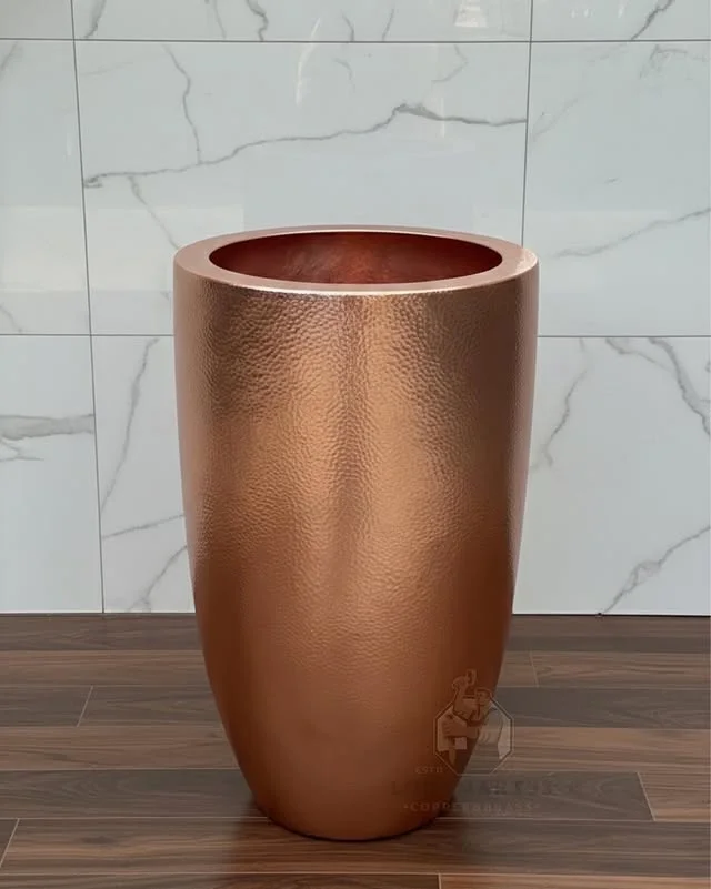 Custom Antique Hammered Copper Pitcher Vase