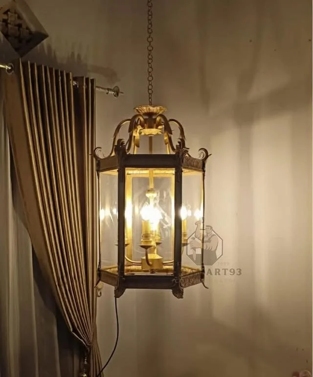 Lampu Gantung Kuningan Motif Eropa Elegan