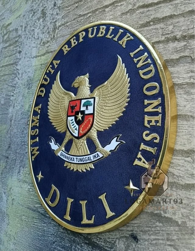 Logo Wisma Duta RI Dili Tembaga Custom