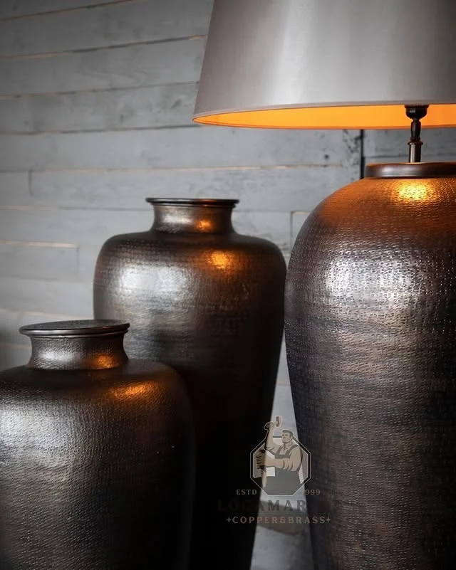 Antique Kendi Motif Copper Floor Lamp