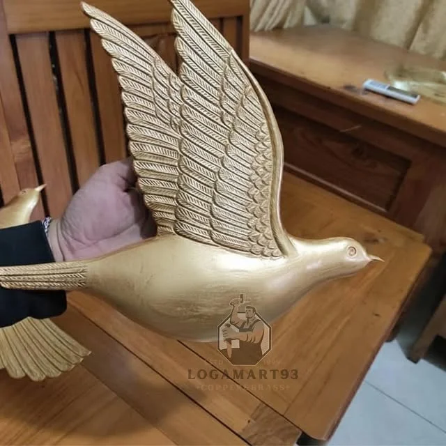 Custom Polished Brass Bird Motif Wall Decor