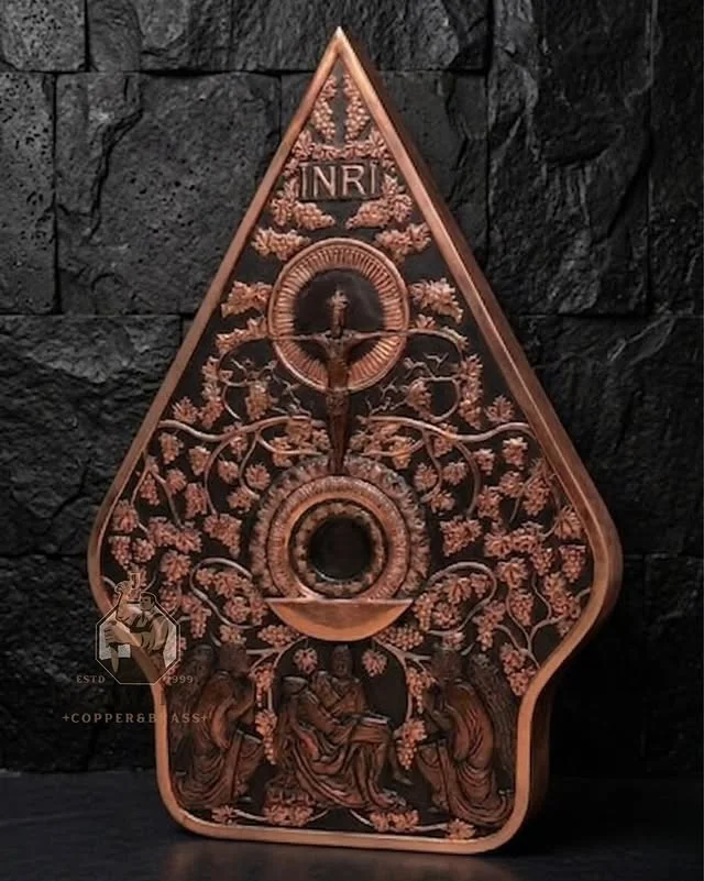 Custom Carved Copper Gunungan Wayang Wall Decor with Leaf Motif