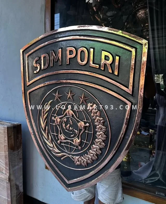 Polri Human Resources Department Logo Hammered Brass Right Side