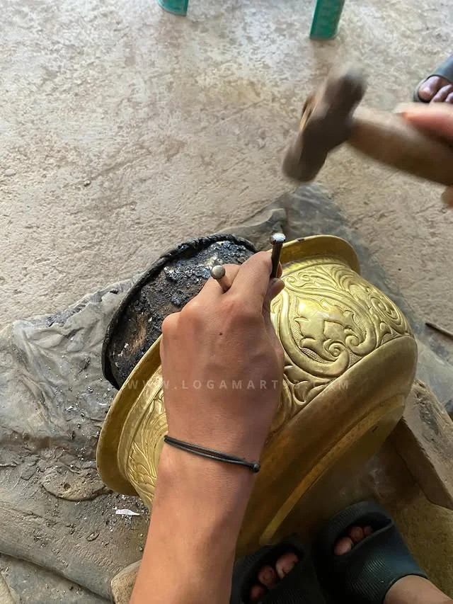 Bak Air Kuningan Motif Ukiran Tangan (2)