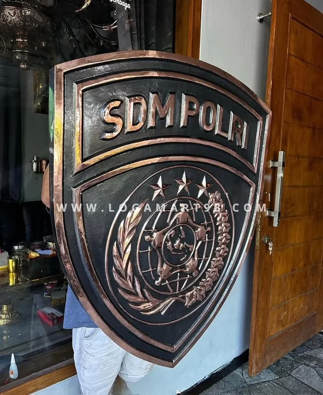 Polri Human Resources Department Logo Hammered Brass Left Side