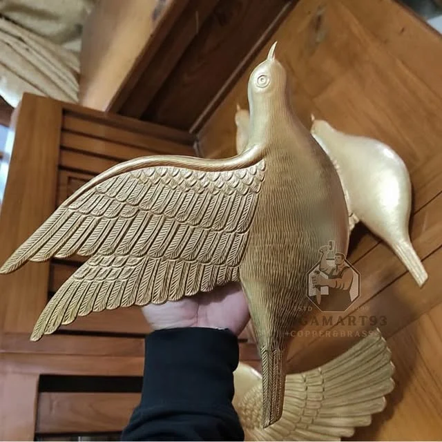 Custom Polished Brass Bird Motif Wall Decor