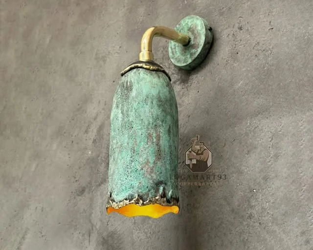 Custom Polished Brass Wall Lamp Curved Antique 30 cm