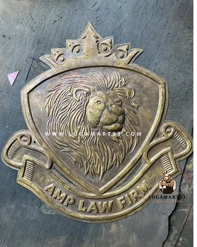 AMP Law Firm Company Logo Polished Brass