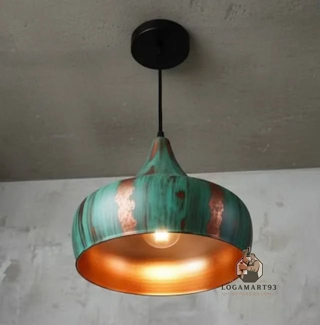 Custom Antique Half-Round Glossy Copper Pendant Lamp