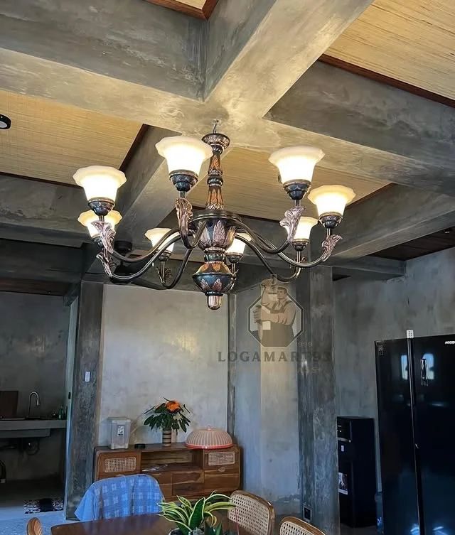 Lampu Gantung Robyong Motif Antik Kuningan Tembaga