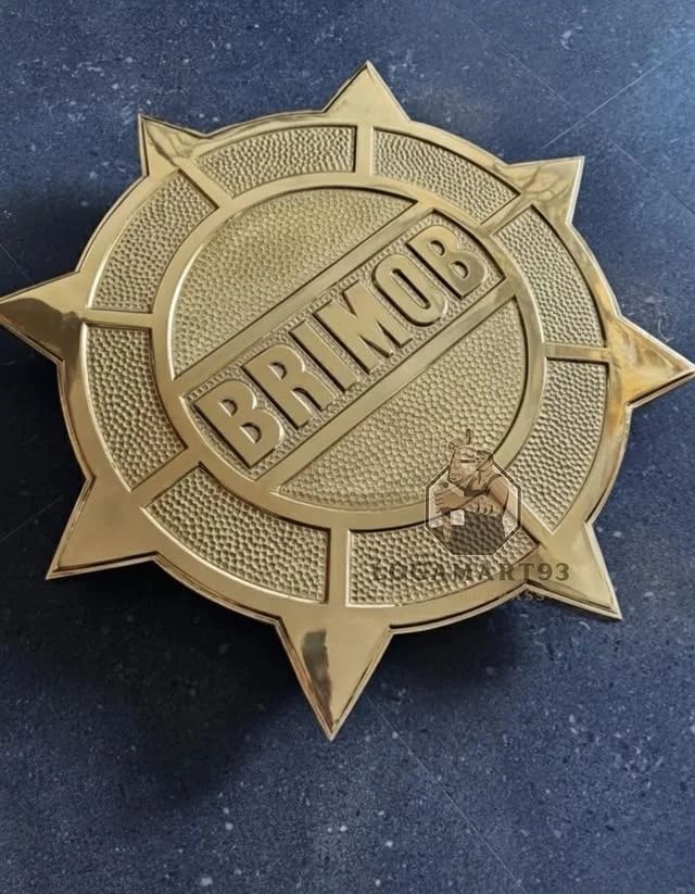 Logo Brimob Polda Riau Kuningan Polished Custom