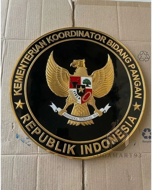 Custom Hammered Brass Coordinating Ministry of Food RI Logo