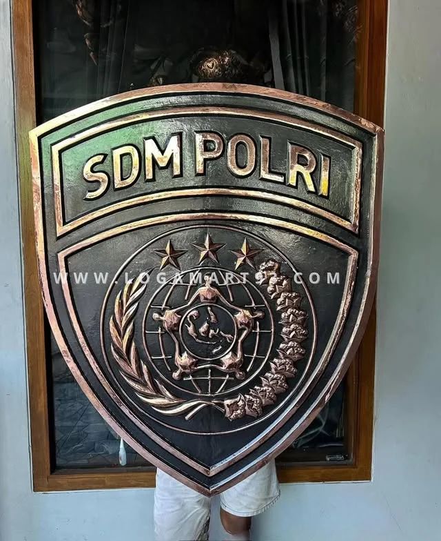 Polri Human Resources Department Logo Hammered Brass